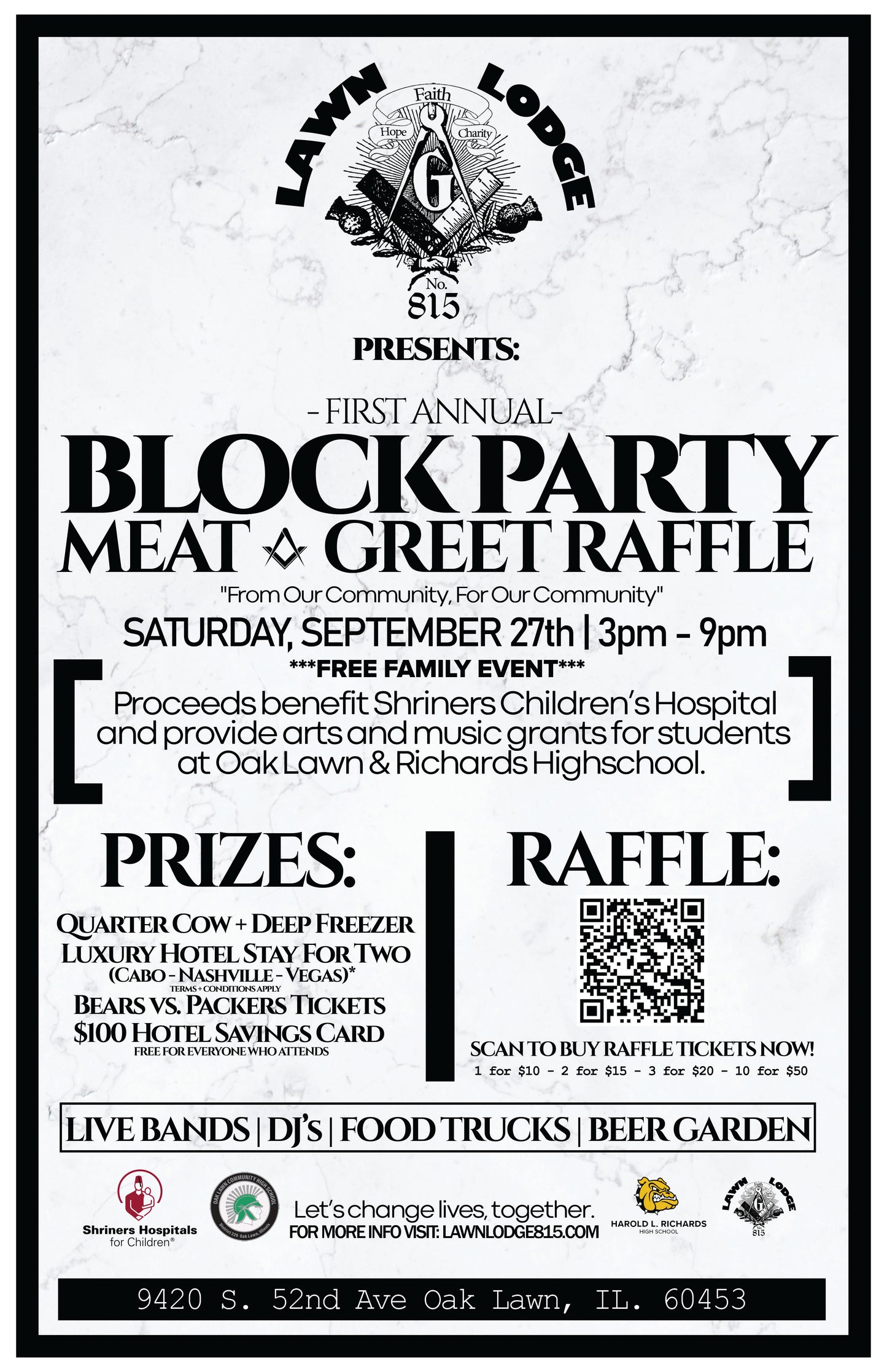 First Annual Lawn Lodge Block Party: Meat & Greet Raffle!