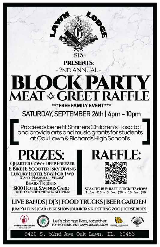 Second Annual Lawn Lodge Block Party: Meat & Greet Raffle!